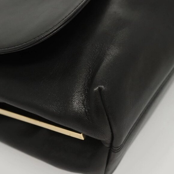 Salvatore Ferragamo Hand Bag Leather Black Gold Auth BD2131 - Picture 4 of 16